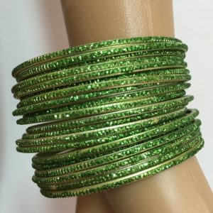 Bransoletki 18 szt bangle zielone brokatowe 6,5 cm