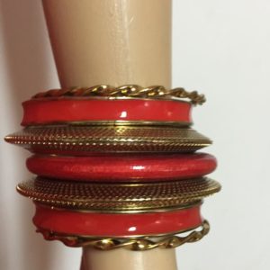 Komplet bransoletek zloto czerwonych 6,5 cm