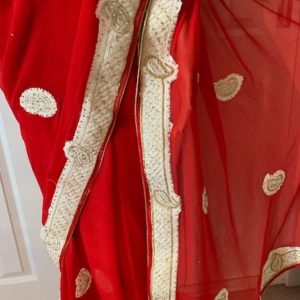 Saree sari czerwone ozdobione 016