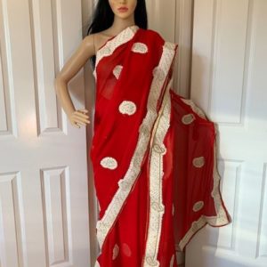 Saree sari czerwone ozdobione 016