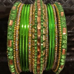 Bangle zielono zlote 6,5 cm