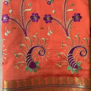Sari saree pomaranczowe  haftowane (029)
