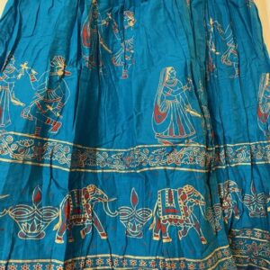 Spódnica bawełna niebieska, kolorowe wzory  Indie A054