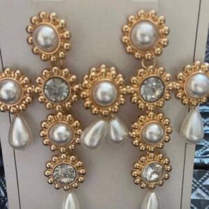 Duże kolczyki złoto perłowe   B149 (+)
