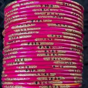 Bangle rozowe ze zlotem 6,3 cm ( X019)