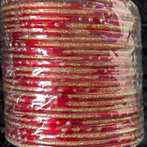 Bangle czerwone ze zlotem  6,3 cm ( X022)